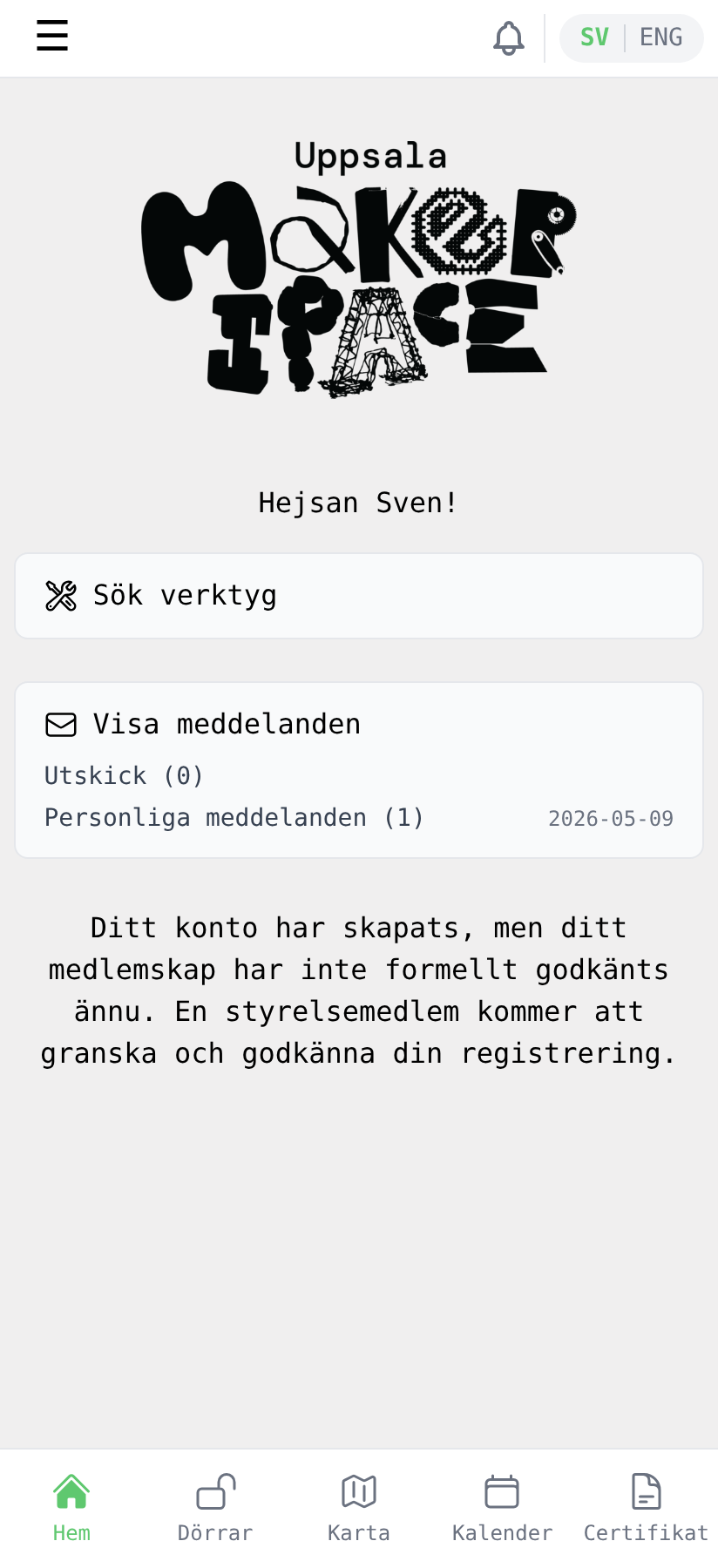 Hemsidan, väntar på styrelsens godkännande