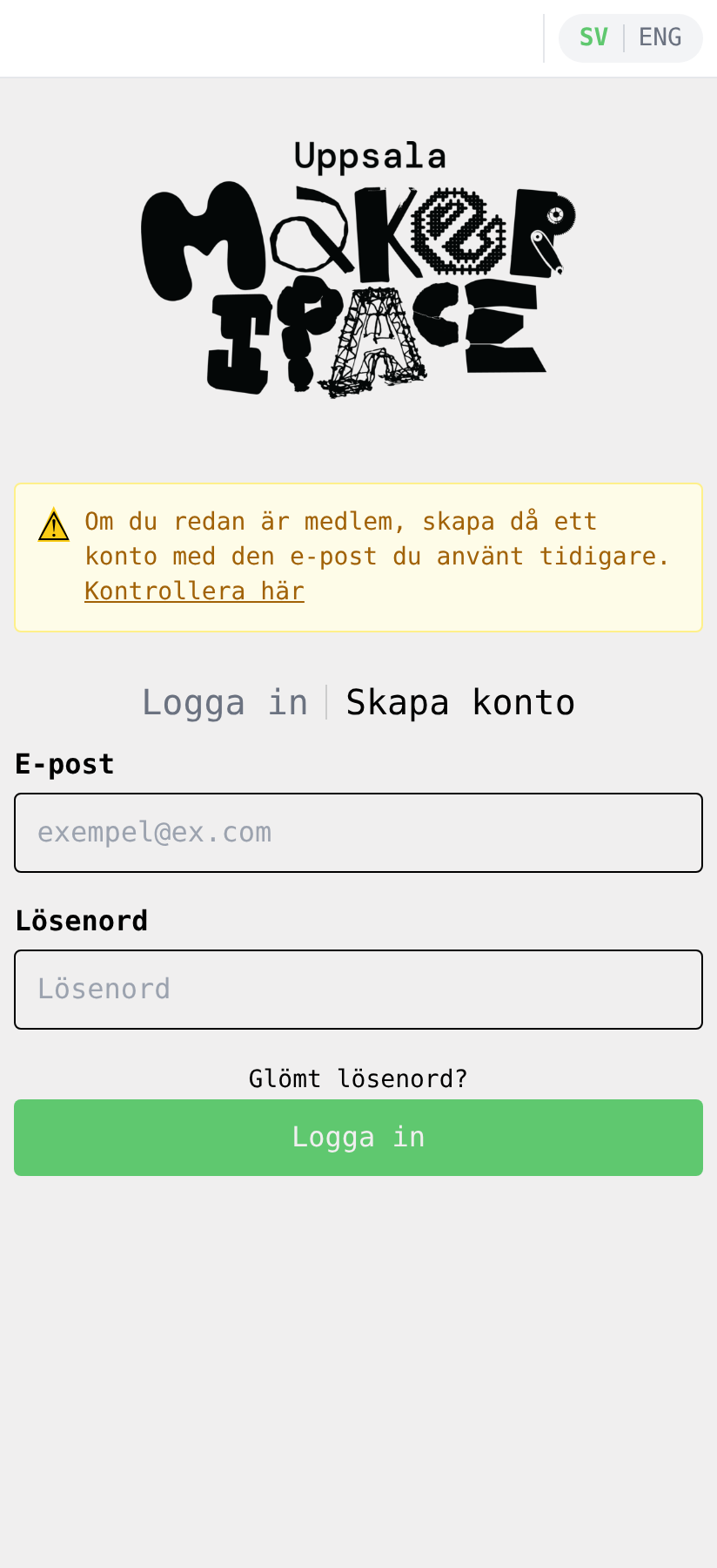 Inloggningssidan