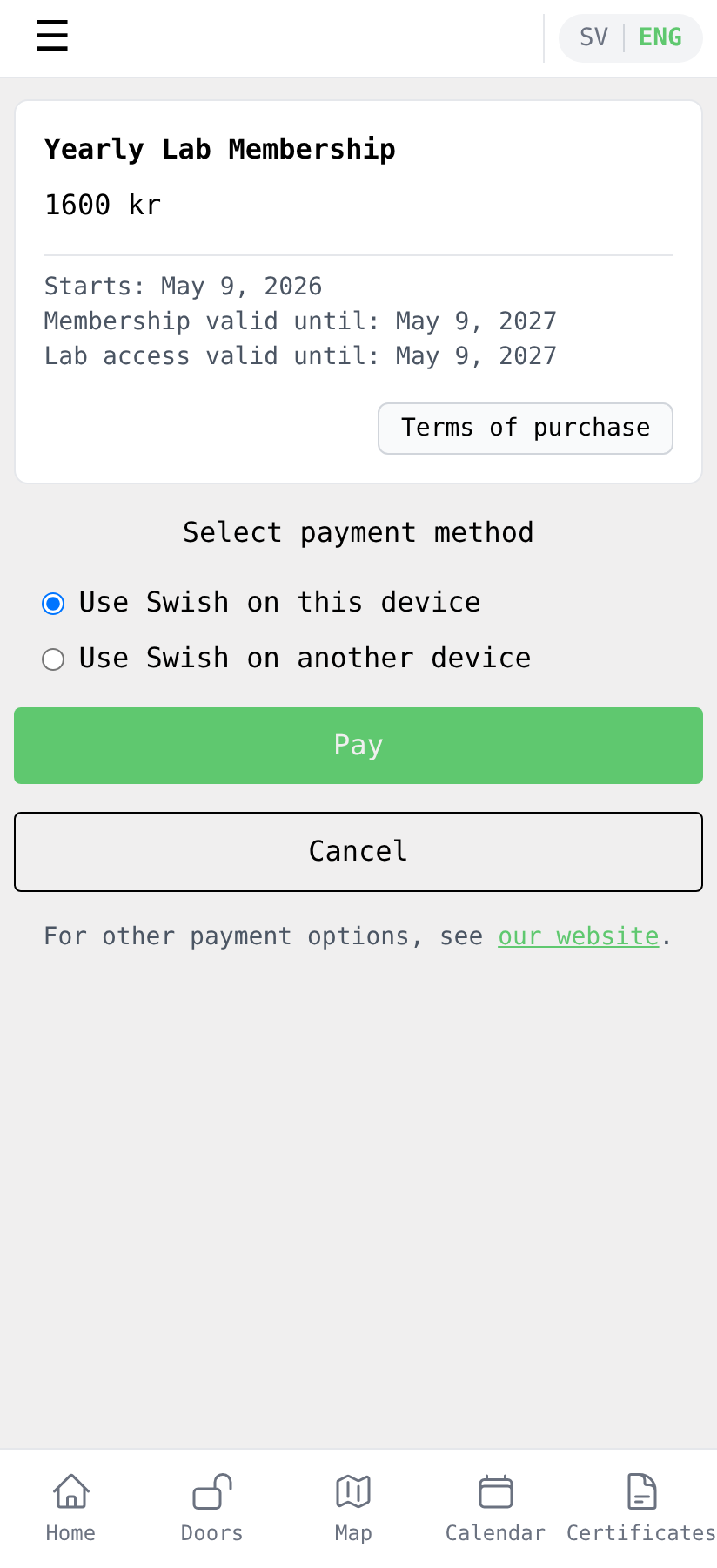 Payment confirmation