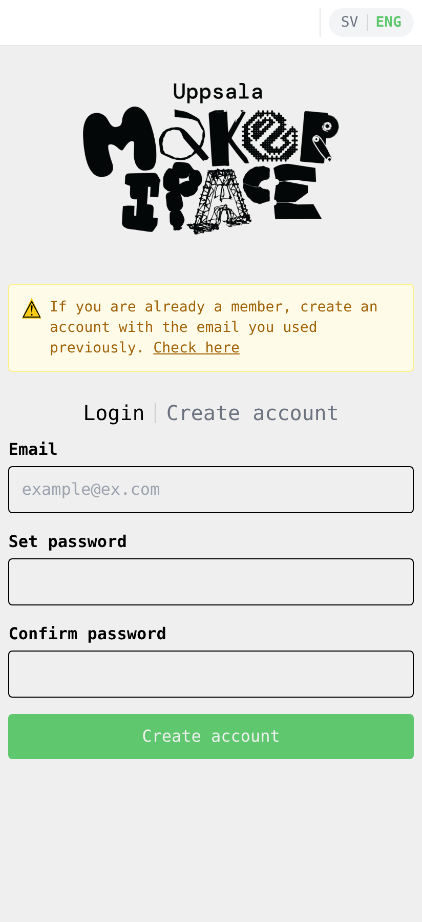 Create account form