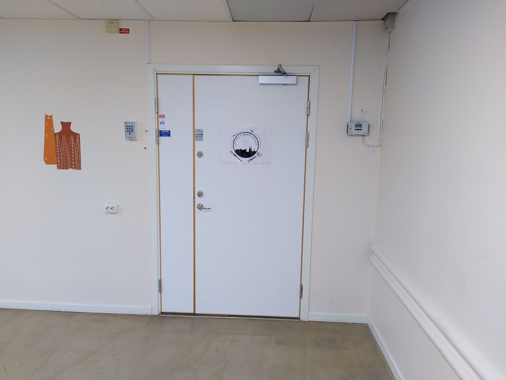 The inner door into the space